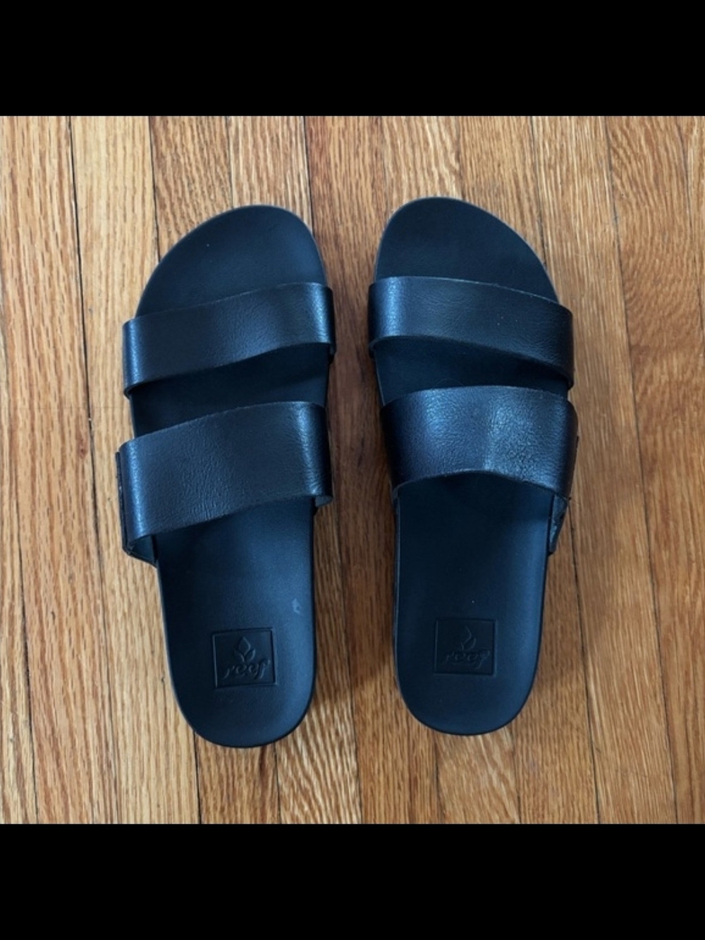 Reef Black Double Strap Slide Sandals